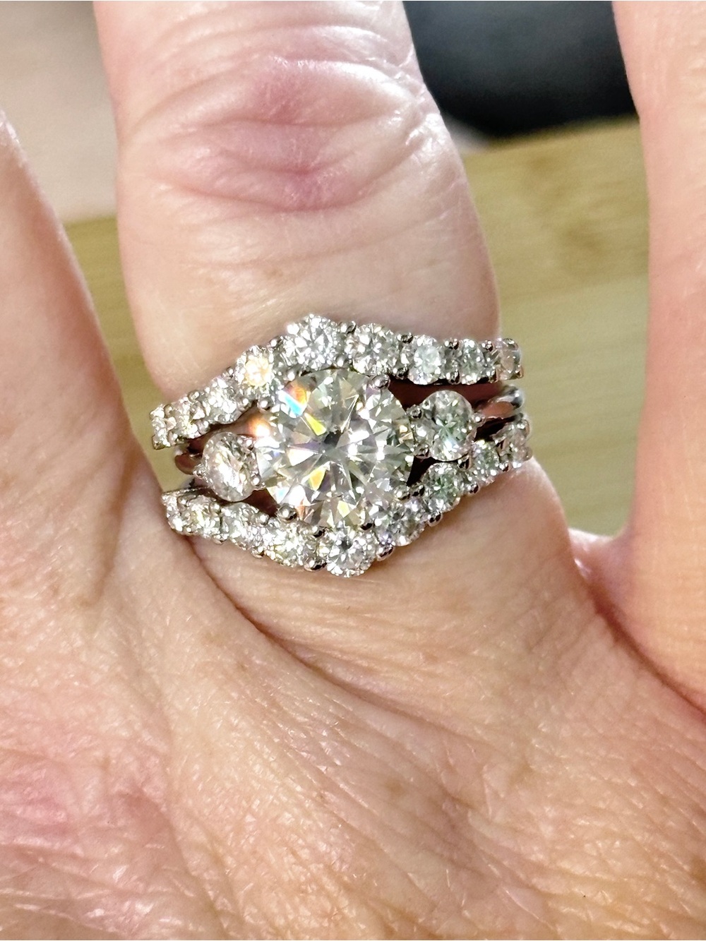 Moissanite bridal set. A certified 3ct Moissanite with a Moissanite ring guard!